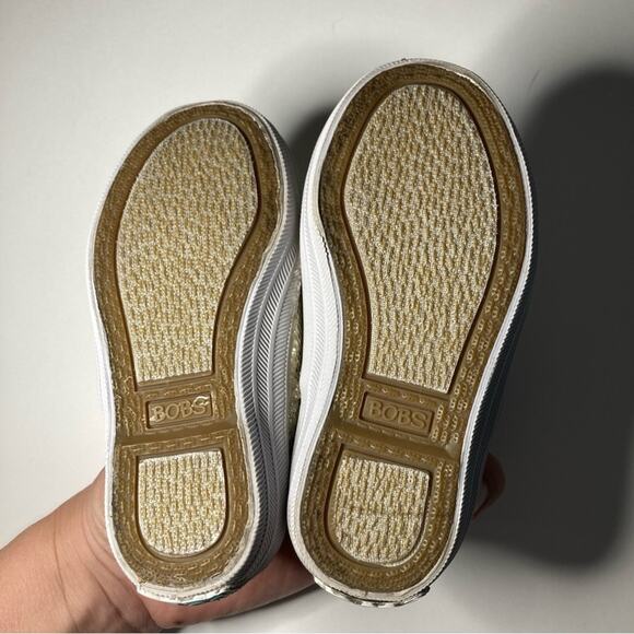 BOBS from Skechers Lil Bob’s Silver Sparkly Sequin Lace Up Sneakers Shoes - Picture 6 of 8